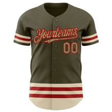 Charger l&#39;image dans la galerie, Custom Olive Camo Red-Cream Line Authentic Salute To Service Baseball Jersey
