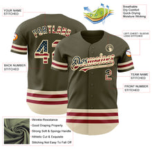 Laden Sie das Bild in den Galerie-Viewer, Custom Olive Vintage USA Flag Cream-Maroon Line Authentic Salute To Service Baseball Jersey
