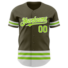 Laden Sie das Bild in den Galerie-Viewer, Custom Olive Neon Green-White Line Authentic Salute To Service Baseball Jersey
