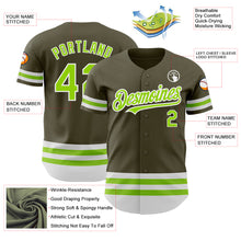 Charger l&#39;image dans la galerie, Custom Olive Neon Green-White Line Authentic Salute To Service Baseball Jersey
