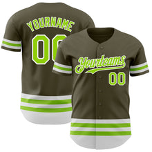 Laden Sie das Bild in den Galerie-Viewer, Custom Olive Neon Green-White Line Authentic Salute To Service Baseball Jersey
