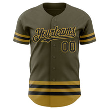 Charger l&#39;image dans la galerie, Custom Olive Black-Old Gold Line Authentic Salute To Service Baseball Jersey
