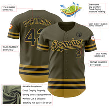 Загрузить изображение в средство просмотра галереи, Custom Olive Black-Old Gold Line Authentic Salute To Service Baseball Jersey
