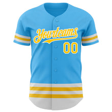 Загрузить изображение в средство просмотра галереи, Custom Sky Blue Yellow-White Line Authentic Baseball Jersey
