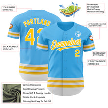 Laden Sie das Bild in den Galerie-Viewer, Custom Sky Blue Yellow-White Line Authentic Baseball Jersey
