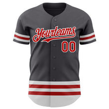 Charger l&#39;image dans la galerie, Custom Steel Gray Red-White Line Authentic Baseball Jersey
