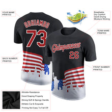 Charger l&#39;image dans la galerie, Custom Black Red-White 3D American Flag Patriotic Performance T-Shirt
