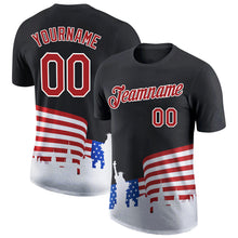 Загрузить изображение в средство просмотра галереи, Custom Black Red-White 3D American Flag Patriotic Performance T-Shirt
