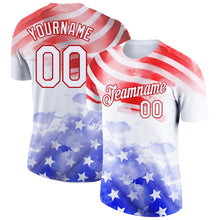 Загрузить изображение в средство просмотра галереи, Custom White Red-Royal 3D American Flag Patriotic Performance T-Shirt
