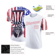 Load image into Gallery viewer, Custom White Red-Royal 3D American Flag Skull Patriotic Performance T-Shirt
