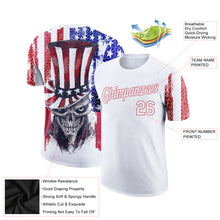 Charger l&#39;image dans la galerie, Custom White Red-Royal 3D American Flag Skull Patriotic Performance T-Shirt
