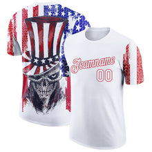 Charger l&#39;image dans la galerie, Custom White Red-Royal 3D American Flag Skull Patriotic Performance T-Shirt
