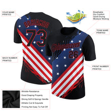 Charger l&#39;image dans la galerie, Custom Black Red-Royal 3D American Flag Patriotic Performance T-Shirt
