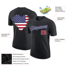 Charger l&#39;image dans la galerie, Custom Black Red-Dark Purple 3D American Flag Patriotic Performance T-Shirt
