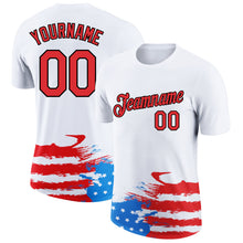 Загрузить изображение в средство просмотра галереи, Custom White Red-Black 3D American Flag Patriotic Performance T-Shirt
