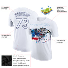 Load image into Gallery viewer, Custom White Navy 3D American Flag Eagle Patriotic Performance T-Shirt
