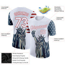 Charger l&#39;image dans la galerie, Custom White Red 3D American Flag Statue of Liberty Patriotic Performance T-Shirt
