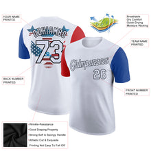 Load image into Gallery viewer, Custom White Black 3D American Flag Patriotic Performance T-Shirt
