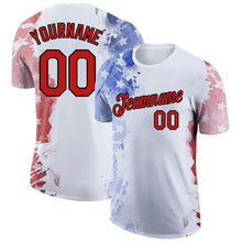 Загрузить изображение в средство просмотра галереи, Custom White Red-Black 3D American Flag Patriotic Performance T-Shirt
