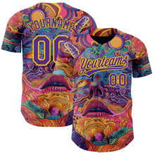 Load image into Gallery viewer, Custom Red Purple-Yellow 3D Pattern Design Abstract Painting Authentic Baseball Jersey
