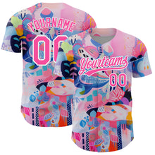 Load image into Gallery viewer, Custom Pink White 3D Pattern Design Abstract Painting Authentic Baseball Jersey
