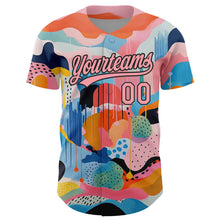 Load image into Gallery viewer, Custom Medium Pink Black 3D Pattern Design Abstract Painting Authentic Baseball Jersey
