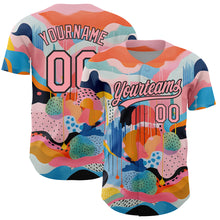 Load image into Gallery viewer, Custom Medium Pink Black 3D Pattern Design Abstract Painting Authentic Baseball Jersey
