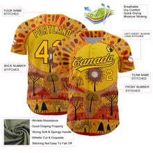 Load image into Gallery viewer, Custom Gold Black 3D Pattern Design Abstract Painting Authentic Baseball Jersey
