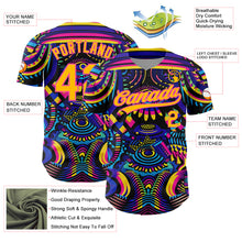 Load image into Gallery viewer, Custom Black Gold-Pink 3D Pattern Design Abstract Painting Authentic Baseball Jersey
