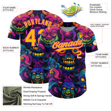 Charger l&#39;image dans la galerie, Custom Black Gold-Pink 3D Pattern Design Abstract Monsters Authentic Baseball Jersey
