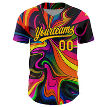 Load image into Gallery viewer, Custom Black Gold 3D Pattern Design Abstract Painting Authentic Baseball Jersey
