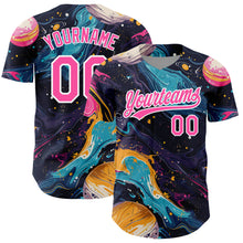 Load image into Gallery viewer, Custom Black Pink-White 3D Pattern Design Abstract Liquid Painting Authentic Baseball Jersey
