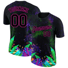 Загрузить изображение в средство просмотра галереи, Custom Black Pink 3D Pattern Design Holi Festival Color Powder Performance T-Shirt
