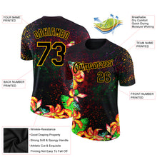 Load image into Gallery viewer, Custom Black Gold 3D Pattern Design Holi Festival Color Powder Performance T-Shirt
