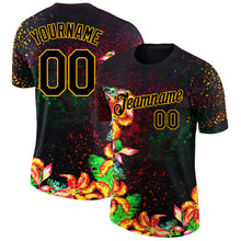 Загрузить изображение в средство просмотра галереи, Custom Black Gold 3D Pattern Design Holi Festival Color Powder Performance T-Shirt
