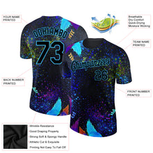 Загрузить изображение в средство просмотра галереи, Custom Black Sky Blue 3D Pattern Design Holi Festival Color Powder Performance T-Shirt
