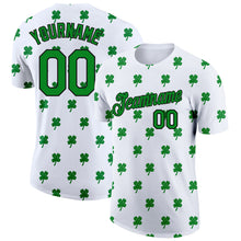 Загрузить изображение в средство просмотра галереи, Custom White Kelly Green-Black 3D St.Patrick&#39;s Day Clovers Performance T-Shirt
