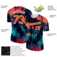 Загрузить изображение в средство просмотра галереи, Custom Black Orange-White 3D Pattern Design Tropical Hawaii Palms Trees Performance T-Shirt
