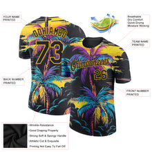 Charger l&#39;image dans la galerie, Custom Black Yellow 3D Pattern Design Tropical Hawaii Palms Trees Performance T-Shirt
