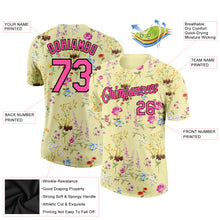 Laden Sie das Bild in den Galerie-Viewer, Custom Yellow Pink-Black 3D Pattern Design Tropical Hawaii Palms Trees Performance T-Shirt
