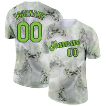 Загрузить изображение в средство просмотра галереи, Custom Gray Neon Green-Black 3D Pattern Design Butterfly Performance T-Shirt
