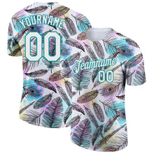 Laden Sie das Bild in den Galerie-Viewer, Custom White Teal 3D Pattern Design Feathers Performance T-Shirt
