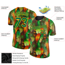 Load image into Gallery viewer, Custom Black Kelly Green-Yellow Feathers 3D Pattern Design Feathers Performance T-Shirt
