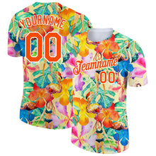 Загрузить изображение в средство просмотра галереи, Custom White Orange 3D Pattern Design Tropical Hawaii Plant Performance T-Shirt
