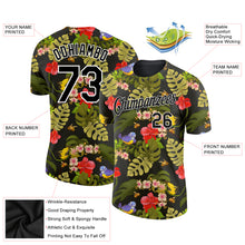 Загрузить изображение в средство просмотра галереи, Custom Black White 3D Pattern Design Tropical Hawaii Plant With Bird Performance T-Shirt
