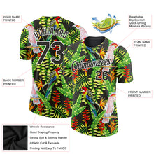 Laden Sie das Bild in den Galerie-Viewer, Custom Black White 3D Pattern Design Tropical Hawaii Plant With Bird Performance T-Shirt
