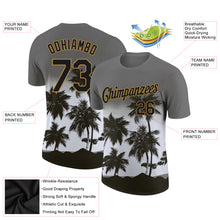 Загрузить изображение в средство просмотра галереи, Custom Gray Black-Old Gold 3D Pattern Design Tropical Hawaii Palms Trees Performance T-Shirt
