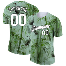 Загрузить изображение в средство просмотра галереи, Custom Green White-Black 3D Pattern Design Bamboo And Crane Performance T-Shirt
