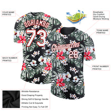 Загрузить изображение в средство просмотра галереи, Custom Black White-Red 3D Pattern Design Tropical Hawaii Plant Performance T-Shirt
