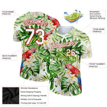 Загрузить изображение в средство просмотра галереи, Custom White Red 3D Pattern Design Tropical Hawaii Plant With Bird Performance T-Shirt
